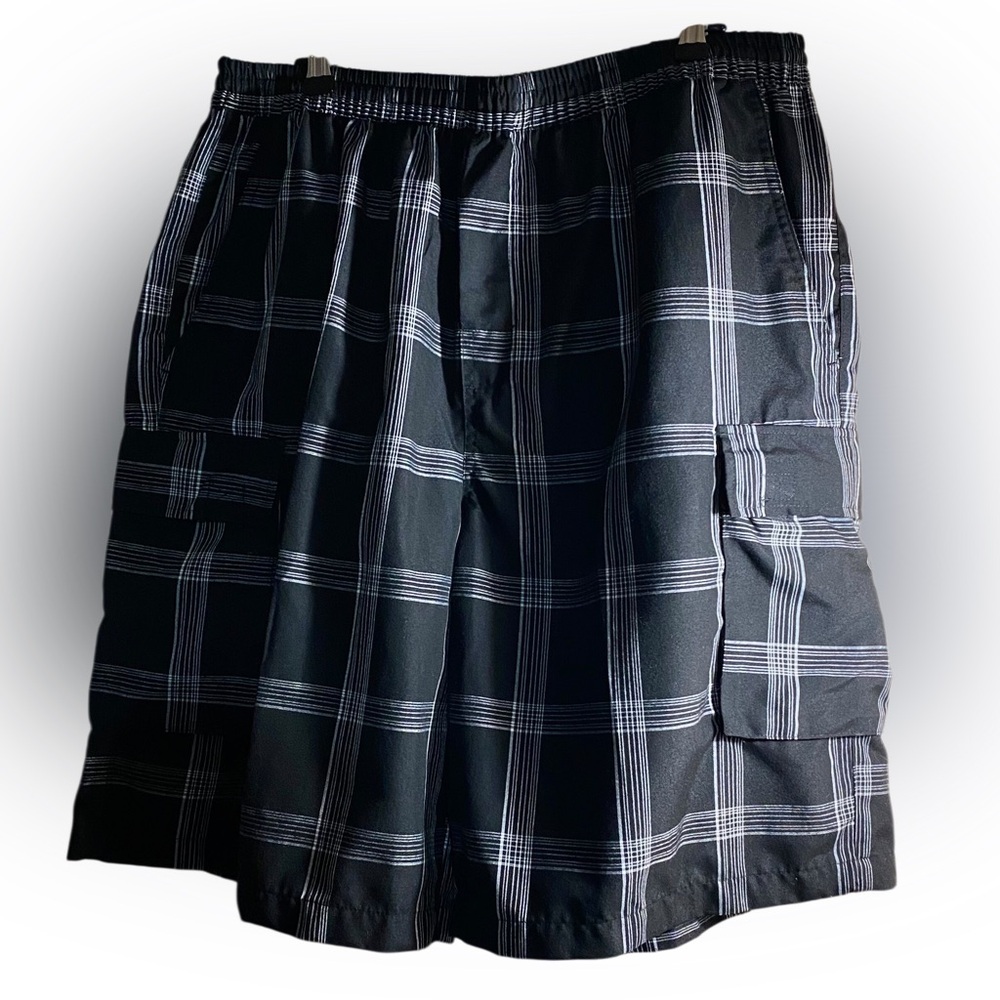 Yago Men's Black Plaid Cargo Shorts BNWOT 3XXXL